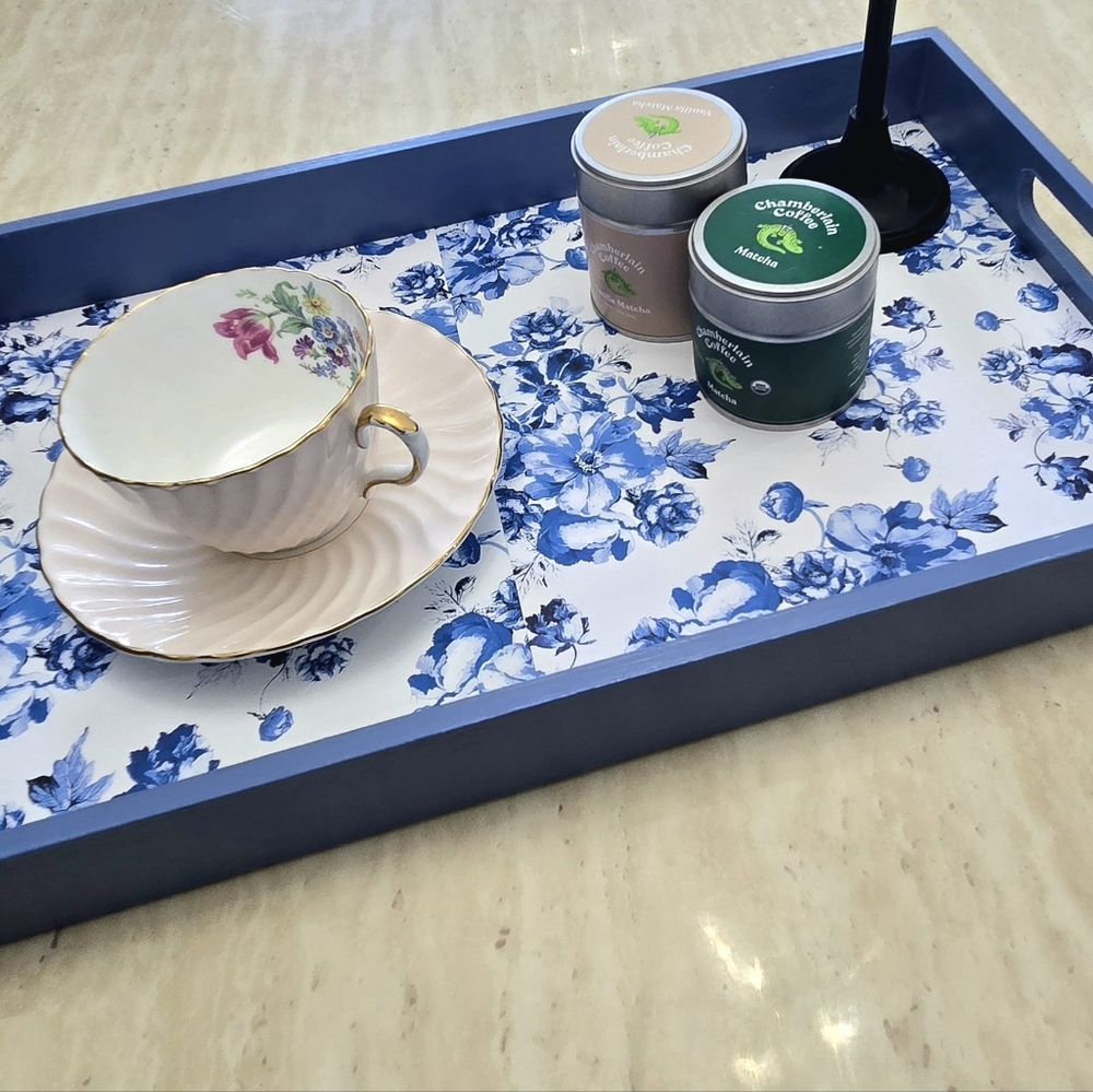 Blue Floral Vanity Tray